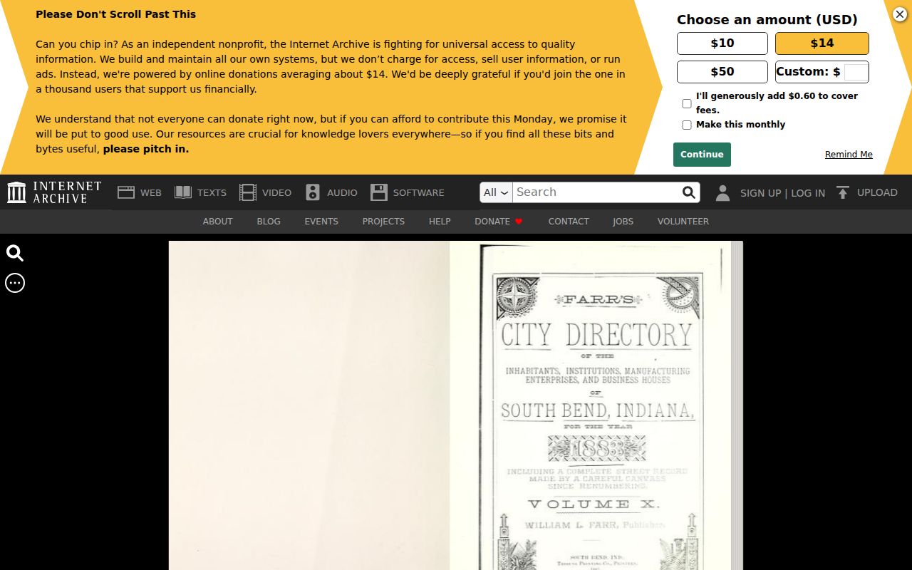 Digitized 1883 South Bend city directory