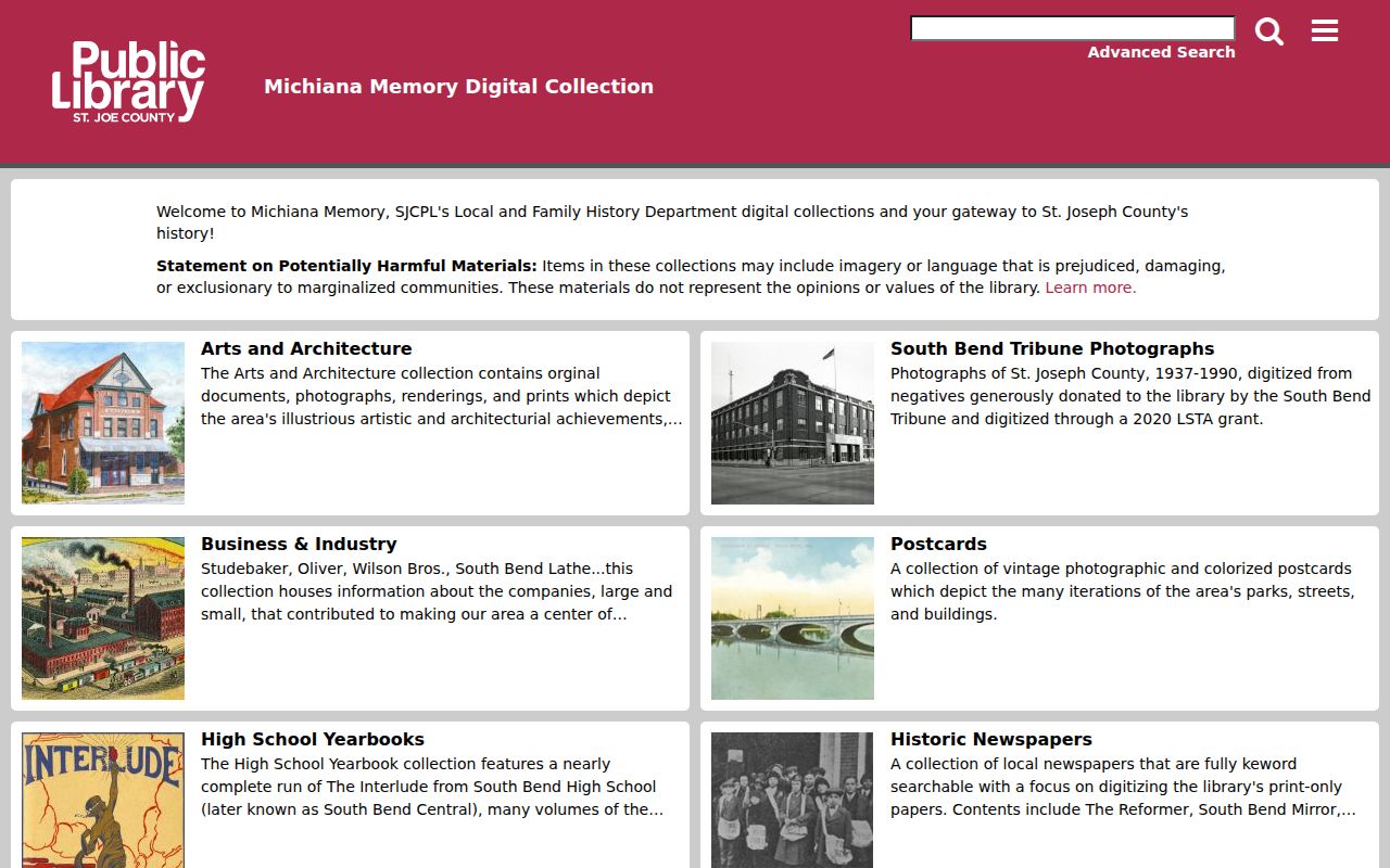 Michiana Memory search for South Bend local history