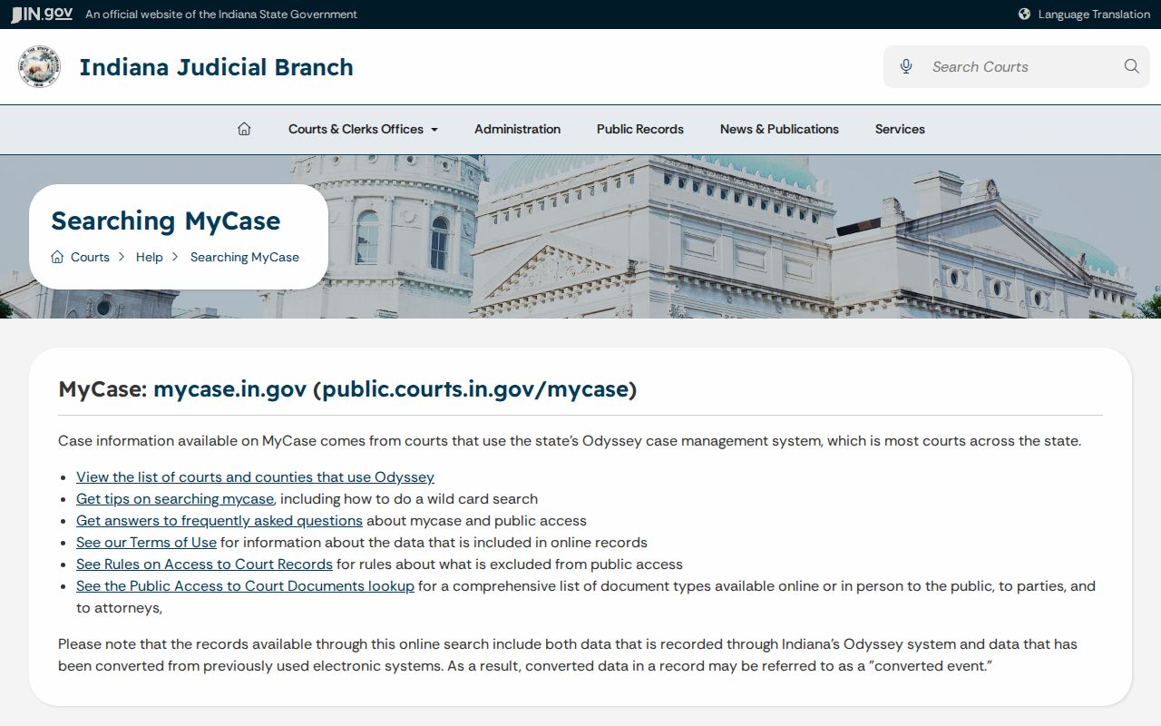 South Bend residents directory Indiana MyCase public record guidance