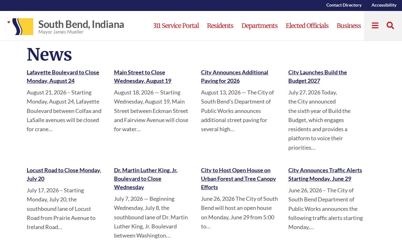 South Bend residents directory official city news context