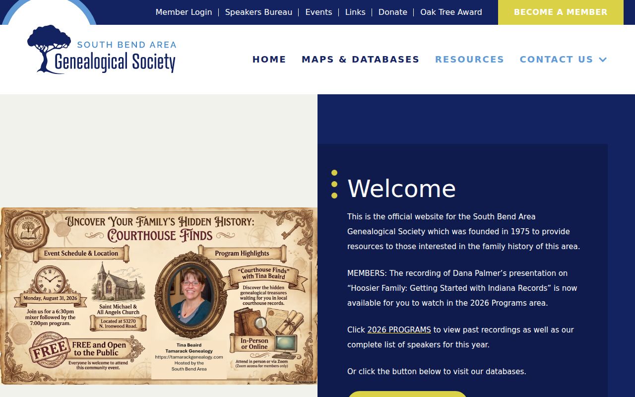 South Bend Area Genealogical Society indexes for tracing former households