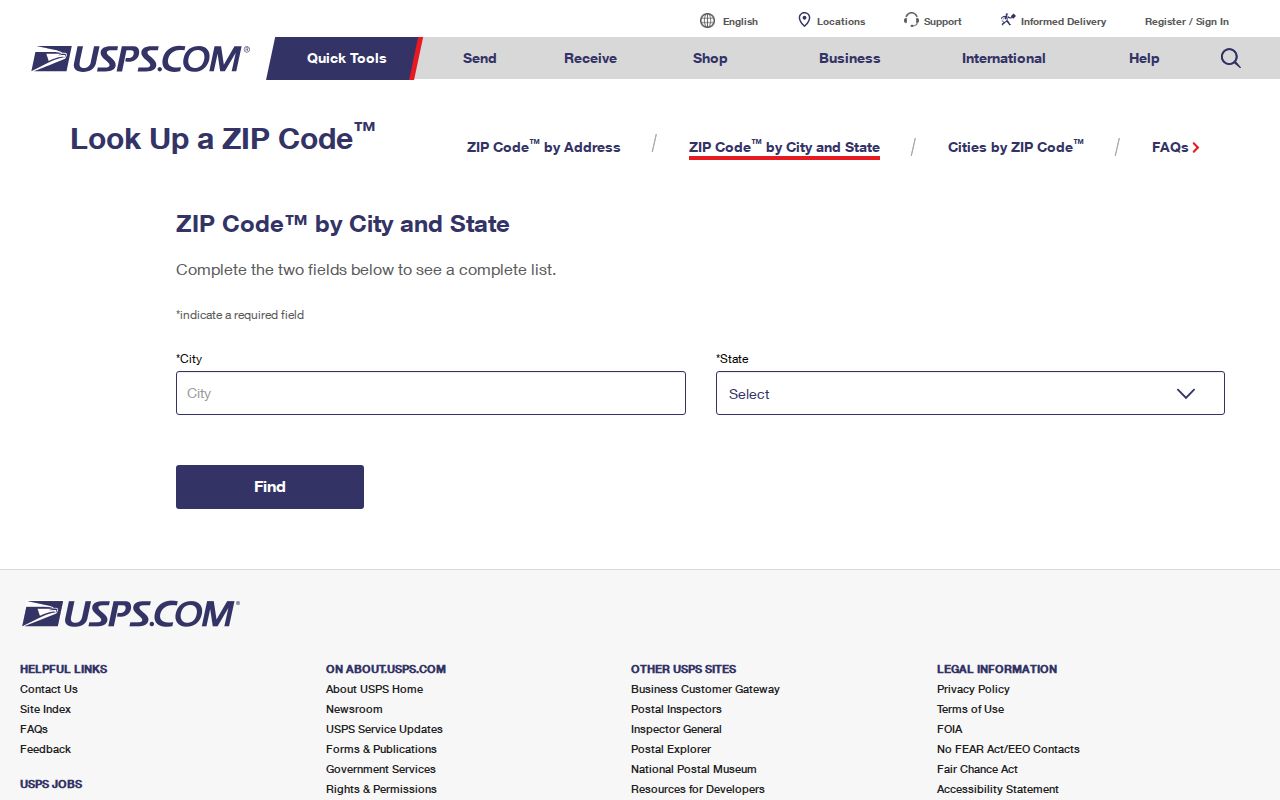 USPS city and state ZIP search for South Bend Indiana